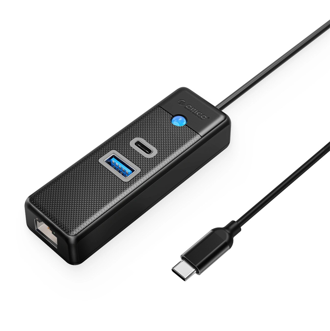 Orico PW3UR25-C3 USB-hub 3 porte: USB-A 3.0, USB-C 3.0, RJ45 2,5G, 0,15 m – sort