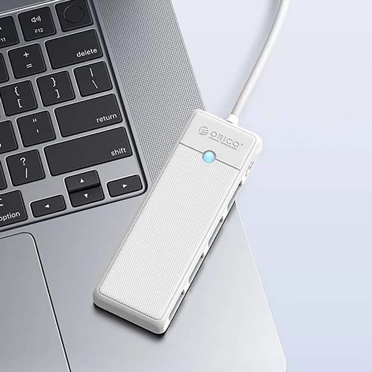 Orico PAPW4A-C3 USB-hub med 4 porte (4x USB-A 3.0), 1,8 m – hvid