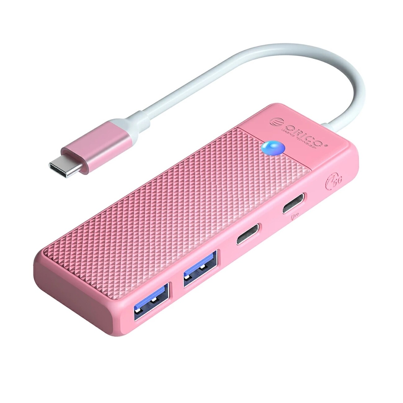 Orico PAPW2AC-C3-C3 USB-hub 4 porte: 2x USB-A 3.0, 1x USB-C 3.0, PD 100W, 0,15 m, lyserød