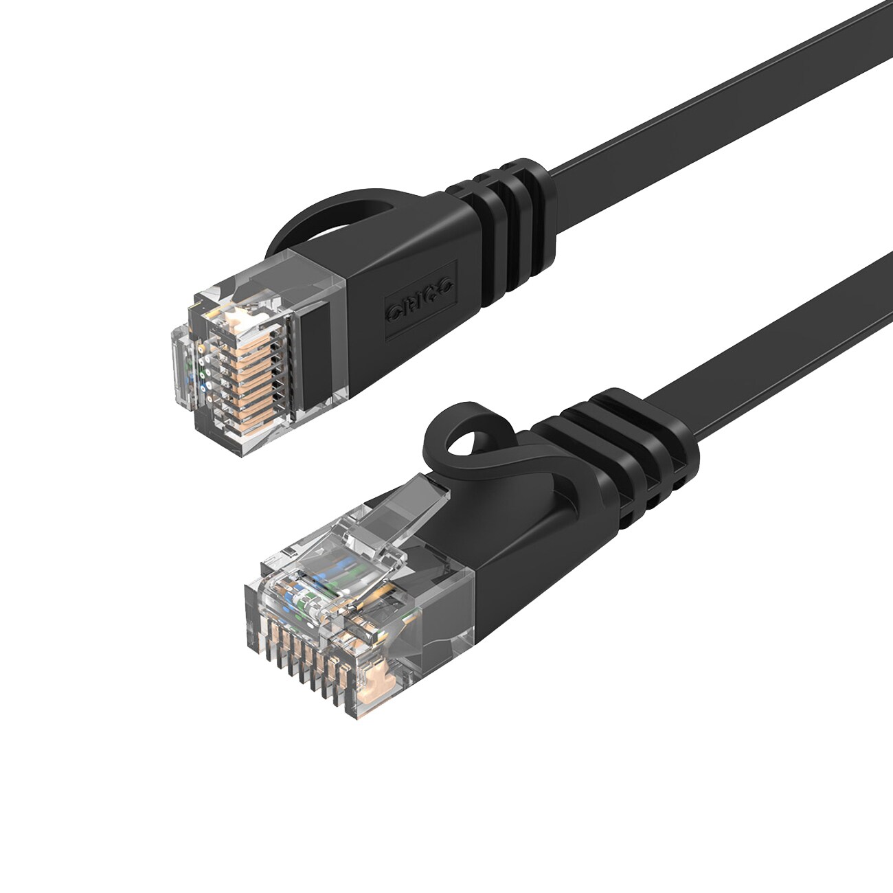 Orico PUG-C7B CAT7 10 Gbps RJ45 Ethernet-netværkskabel til internet og LAN, fladt, 2 m – sort
