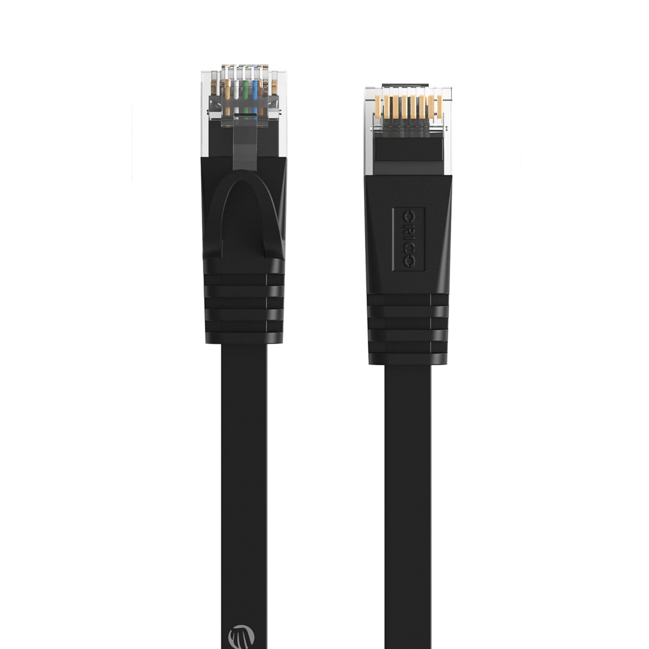 Orico PUG-C7B CAT7 10 Gbps RJ45 Ethernet-netværkskabel til internet og LAN, fladt, 5 m – sort