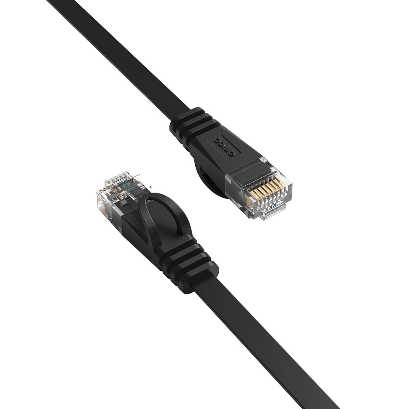 Orico PUG-C7B CAT7 10 Gbps RJ45 Ethernet-netværkskabel til internet og LAN, fladt, 15 m – sort