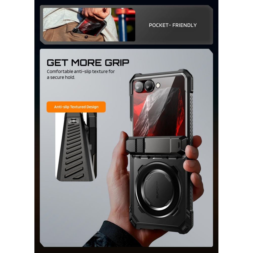 Supcase UB Grip Mag MagSafe-etui til Samsung Galaxy Z Flip 8 – Sort