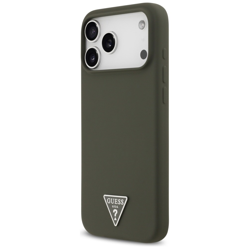 Guess MagSafe-etui med trekantet silikonelogo til iPhone 17 Pro Max – grøn