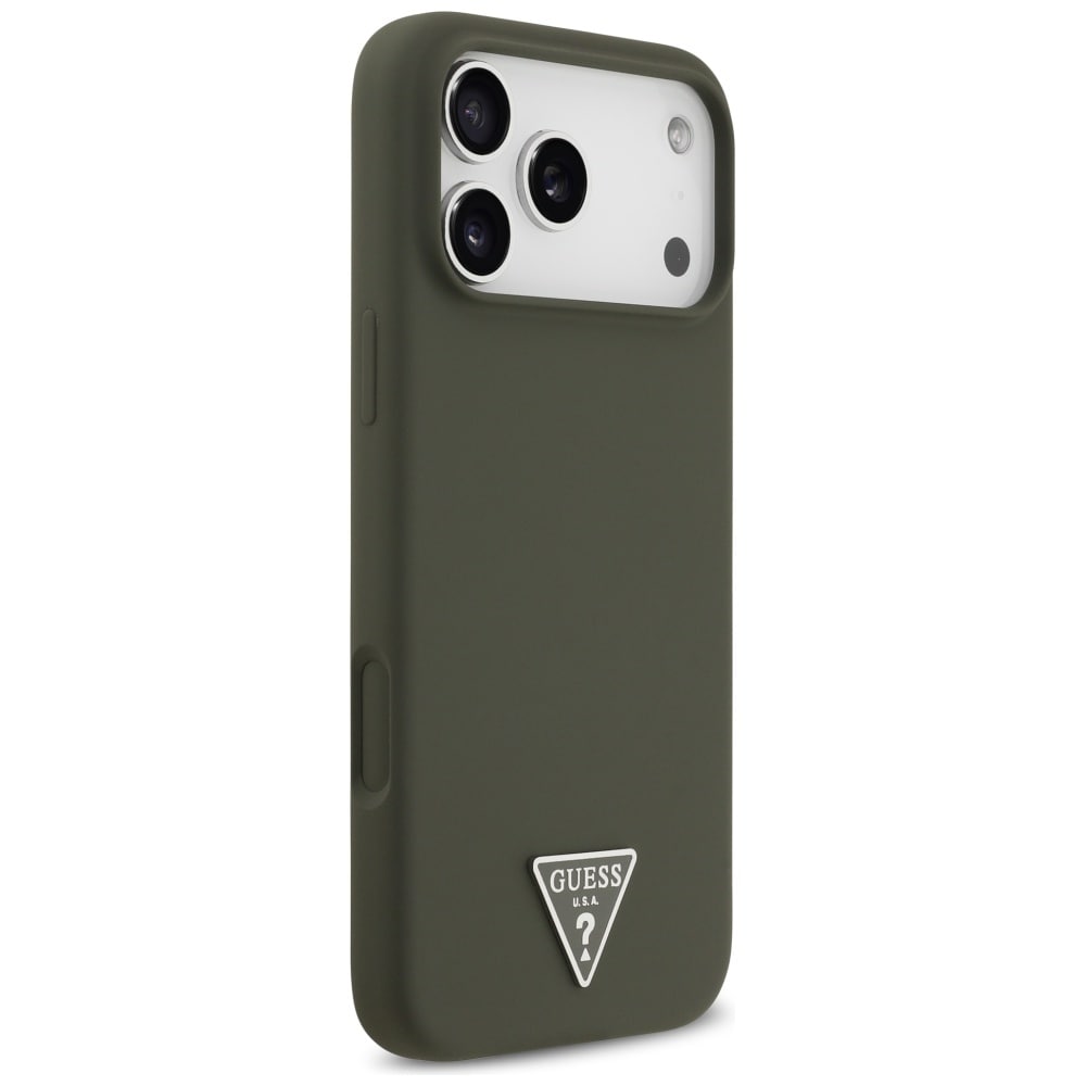 Guess MagSafe-etui med trekantet silikonelogo til iPhone 17 Pro Max – grøn