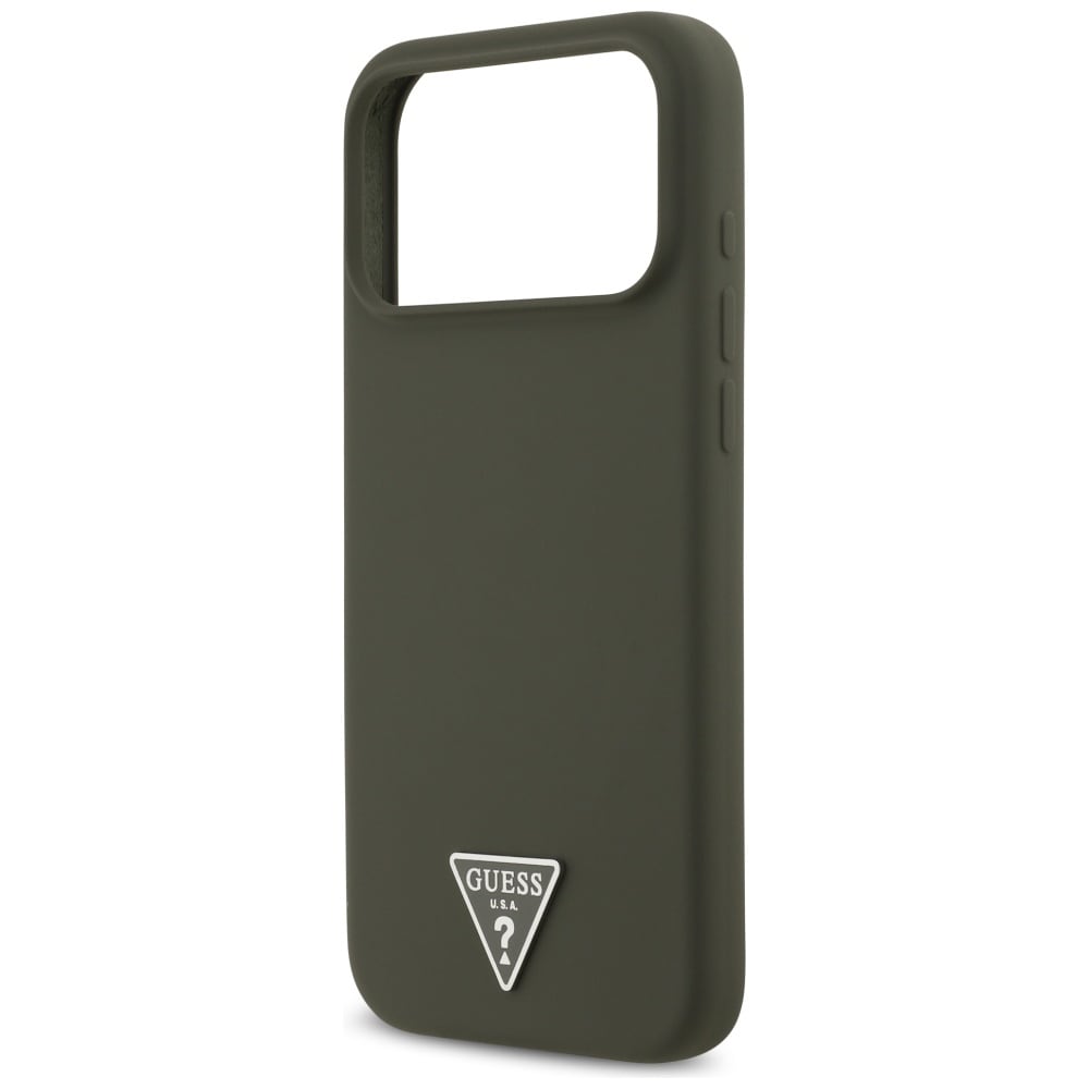 Guess MagSafe-etui med trekantet silikonelogo til iPhone 17 Pro Max – grøn