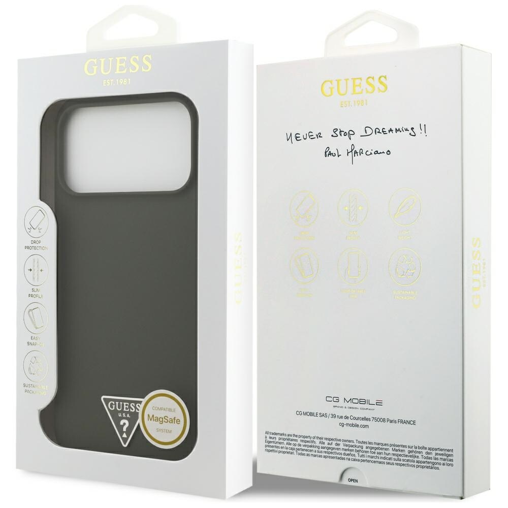 Guess MagSafe-etui med trekantet silikonelogo til iPhone 17 Pro Max – grøn