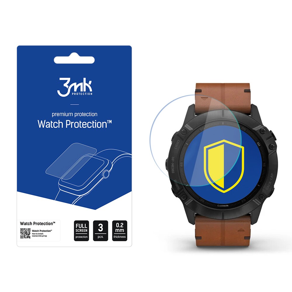 3mk Watch Protection™ v. FlexibleGlass hybridglas på Garmin Fenix 6X