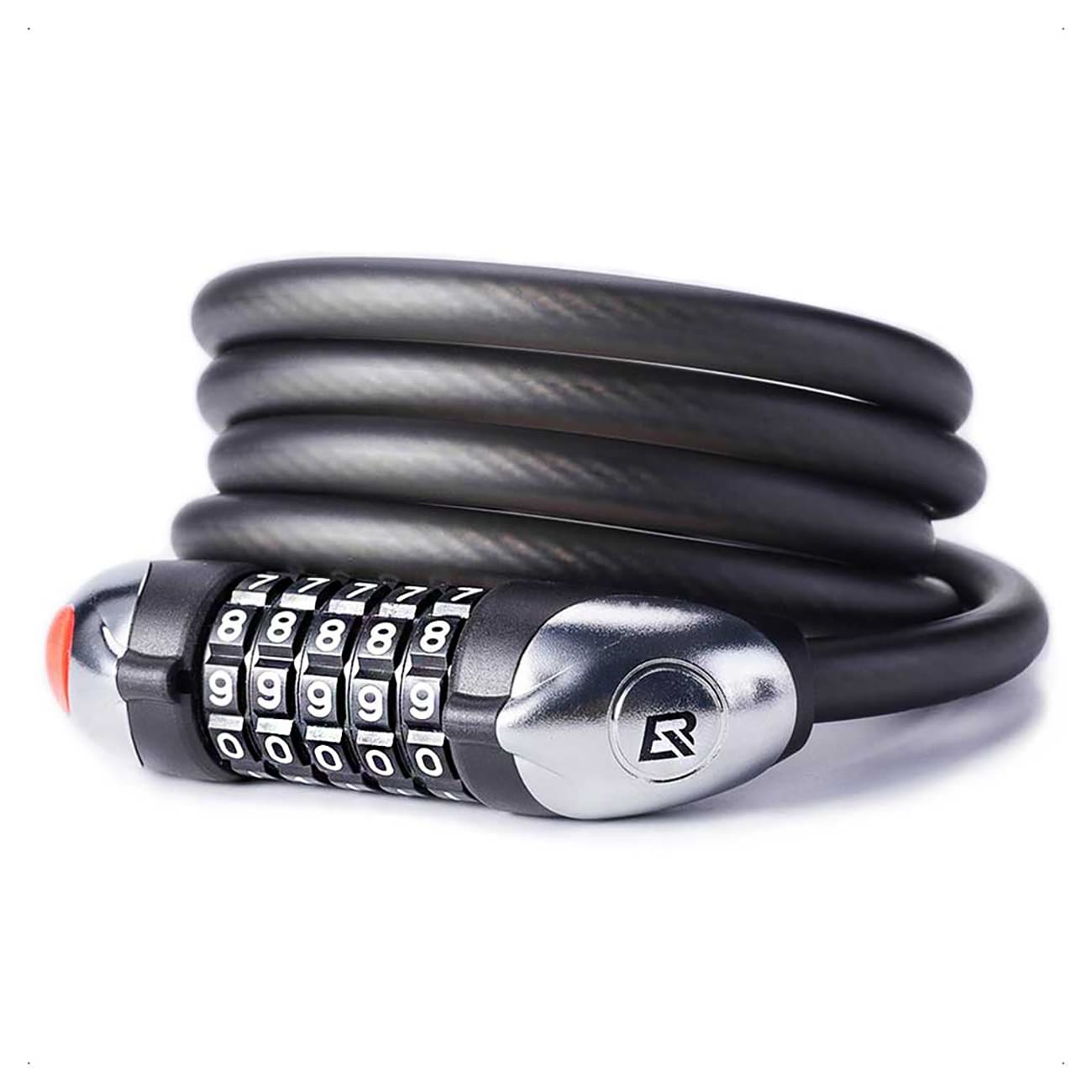 Rockbros RKS531 cykellås med 5-cifret kode, stålkabel, 120 cm, med LED-belysning – sort