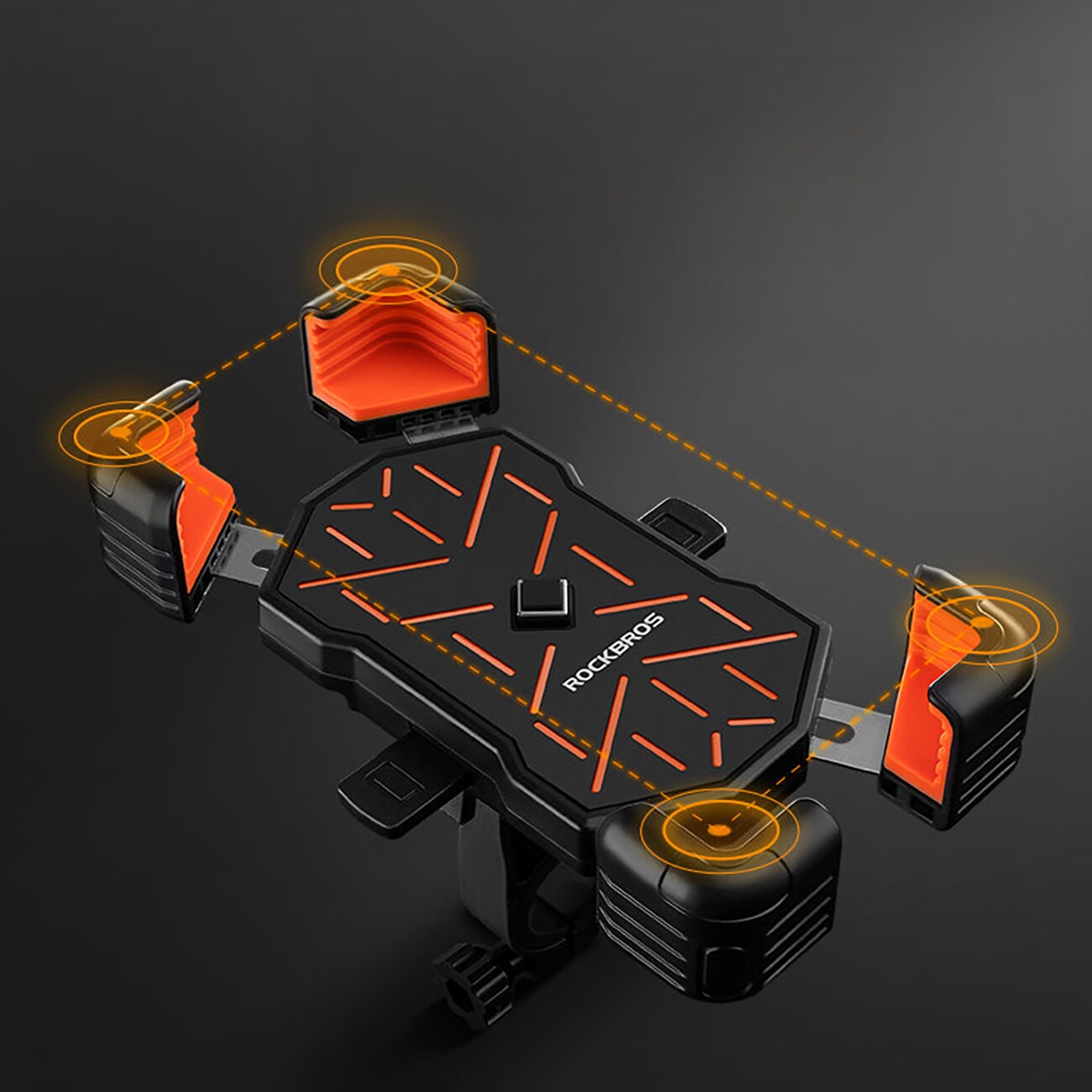 Rockbros HW-117 telefonholder til styrklemme – sort og orange