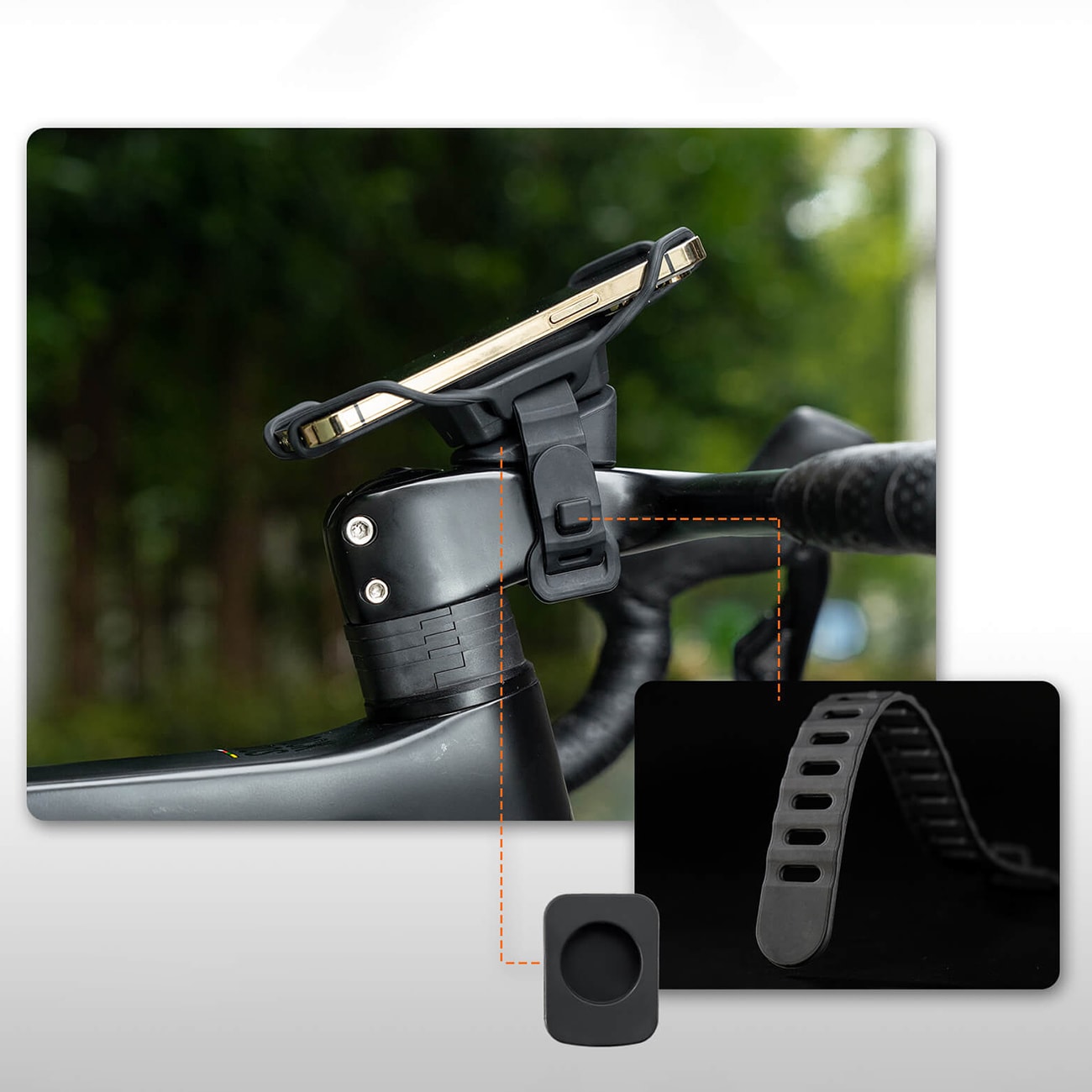 Rockbros 250015001 telefonholder med silikoneklemme – sort