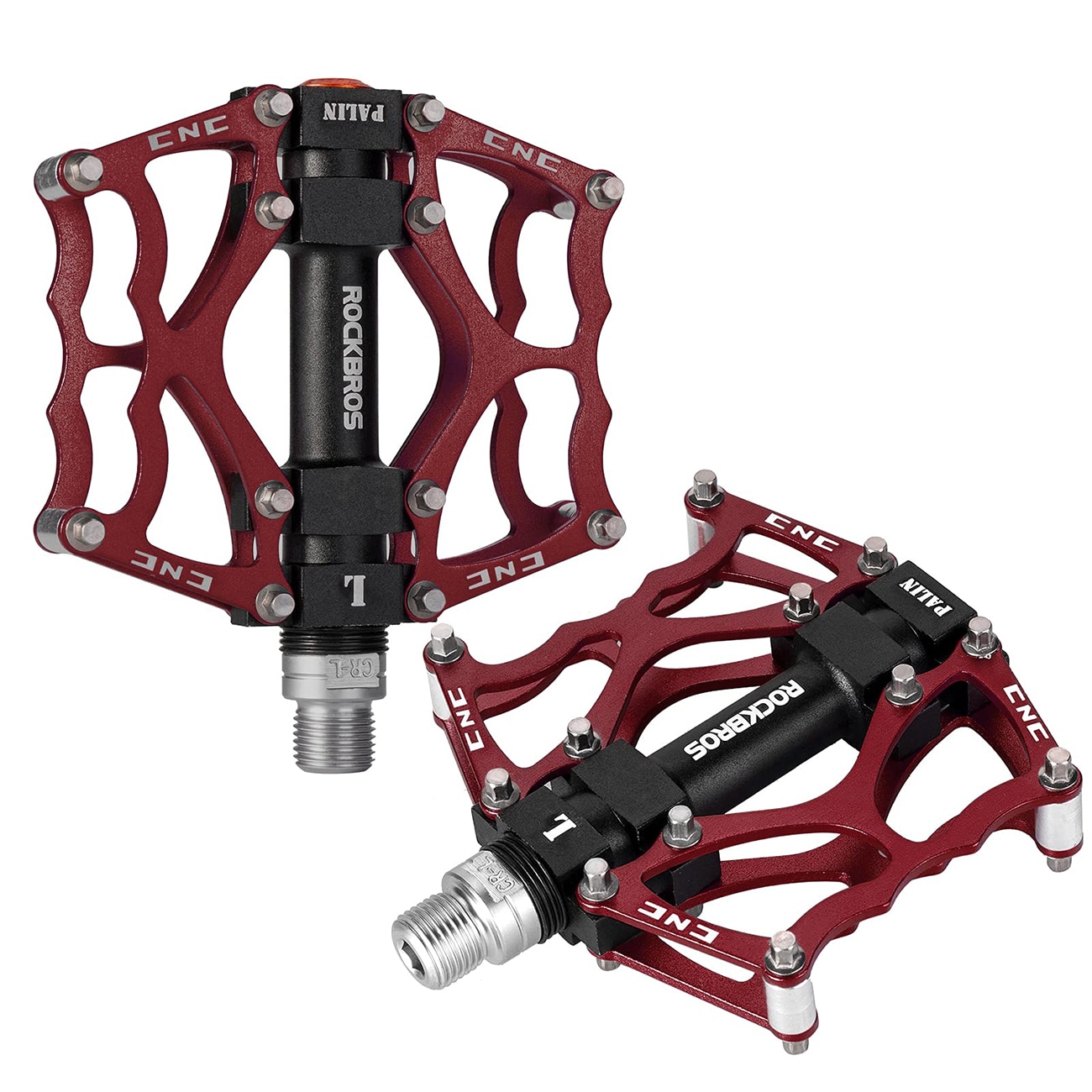 Rockbros JT201012LR 2010-12L cykelpedaler i aluminium med platform – rød