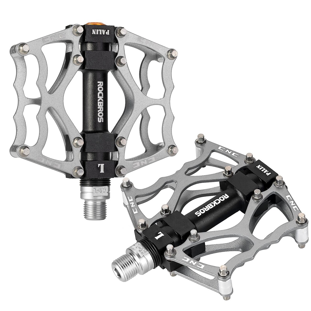 Rockbros JT201012LS 2010-12L cykelpedaler med aluminiumsplatform – sølvfarvede