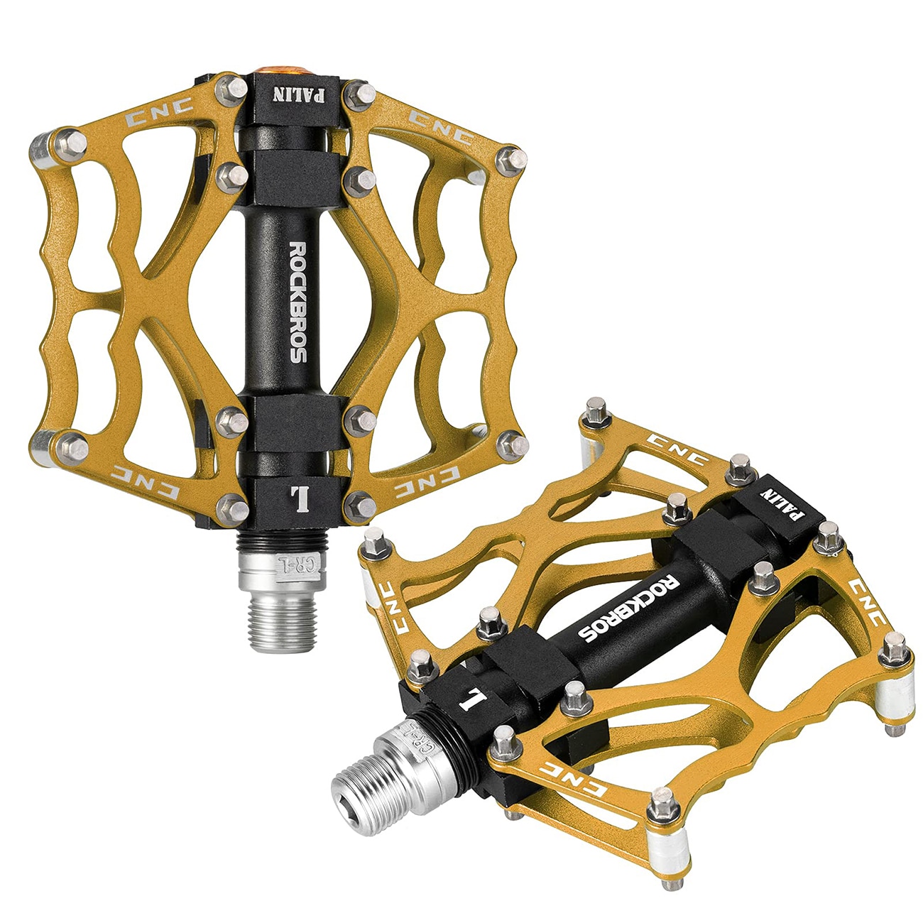 Rockbros JT201012LG 2010-12L cykelpedaler i aluminium med platform – guld