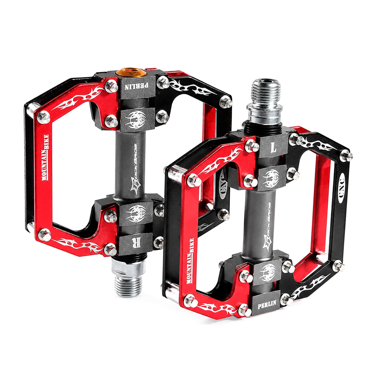 Rockbros 2010-12SBKR cykelpedaler i aluminium med forseglede lejer – sort og rød