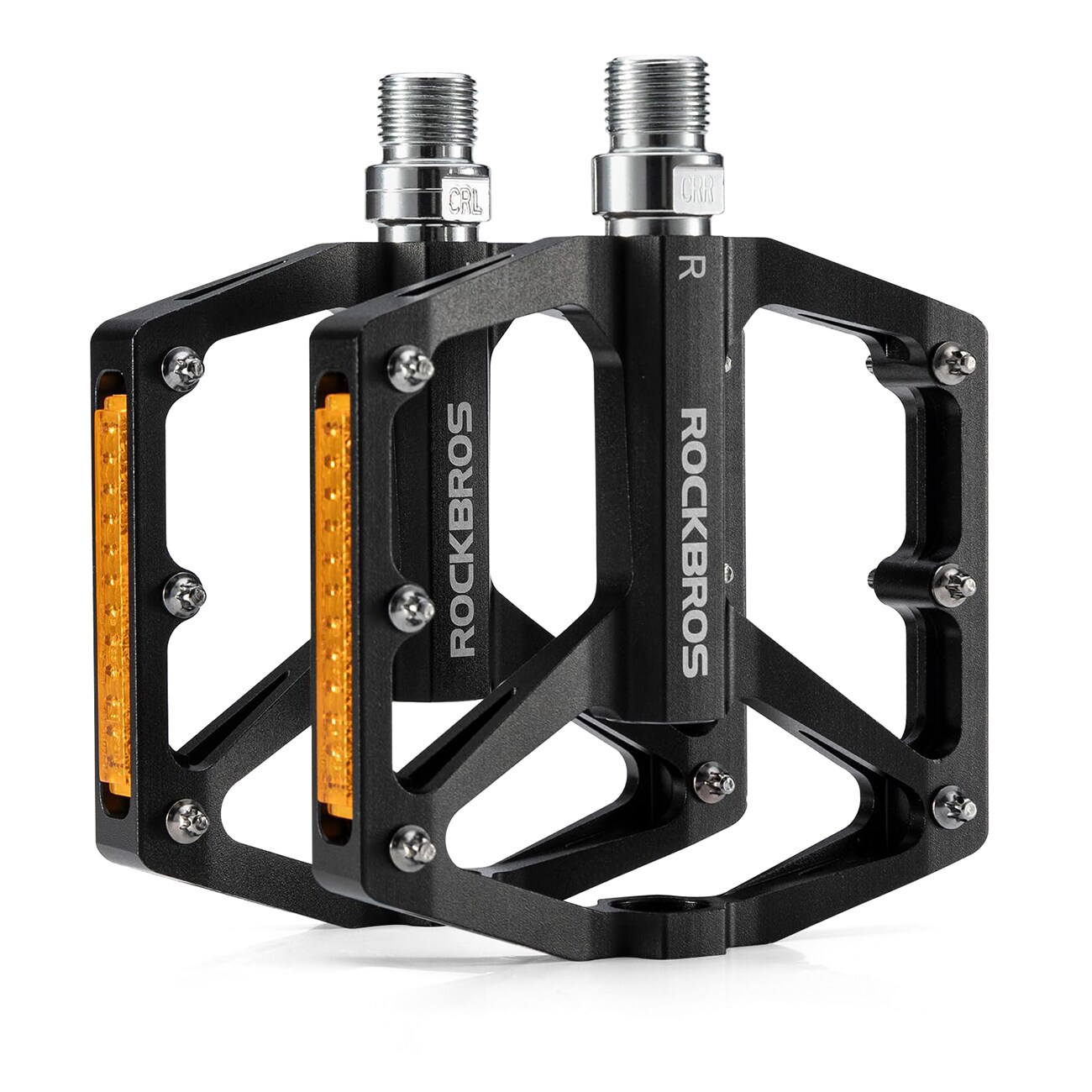 Rockbros K371 reflekterende cykelpedaler i aluminium med forseglede lejer – sort