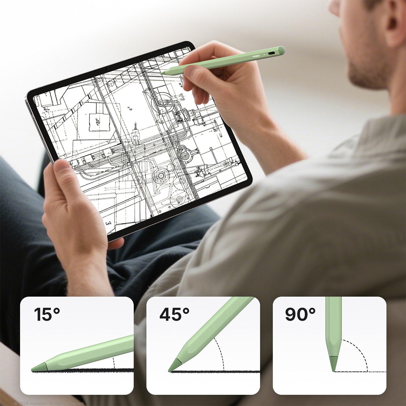 Metapen A8 aktiv stylus til iPad USB-C – grøn