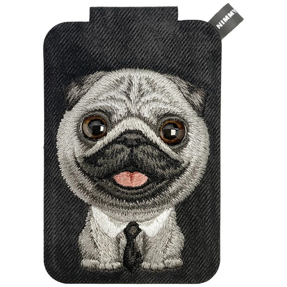 Nimmy New Big-Eye Cute Pets 2.0 Magnetisk tegnebog med hundemotiv og telefonholder – Sort