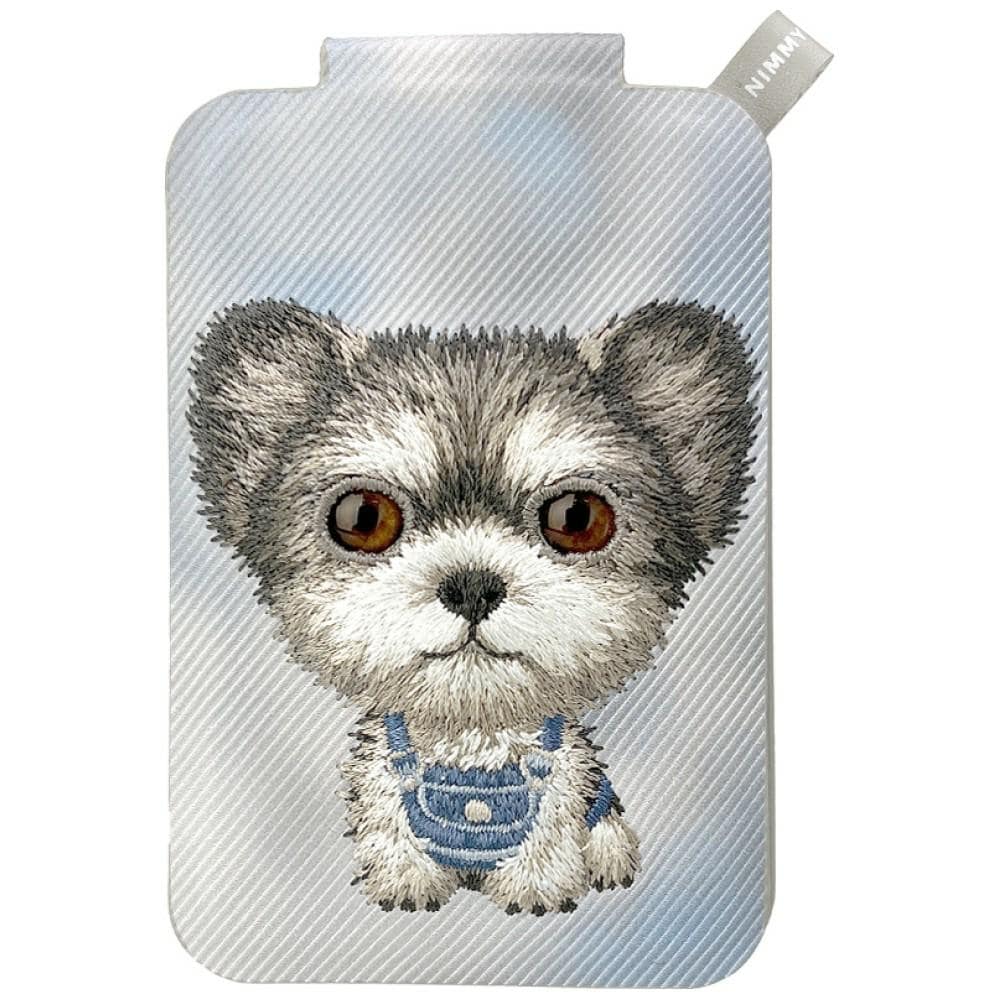 Nimmy New Big-Eye Cute Pets 2.0 Magnetisk tegnebog med hundemotiv og telefonholder – Grå