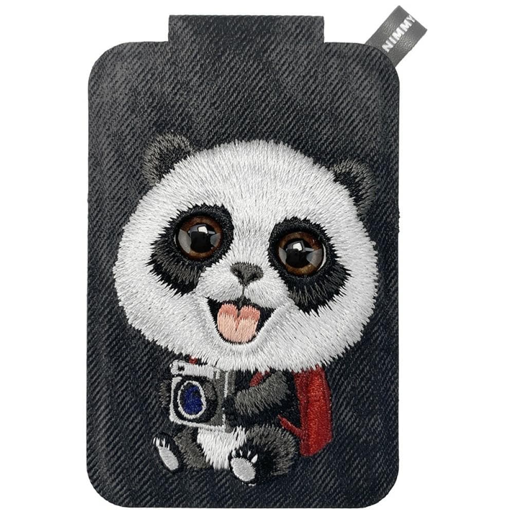 Nimmy New Big-Eye Cute Pets 2.0 Panda magnetisk tegnebog med telefonholder – sort
