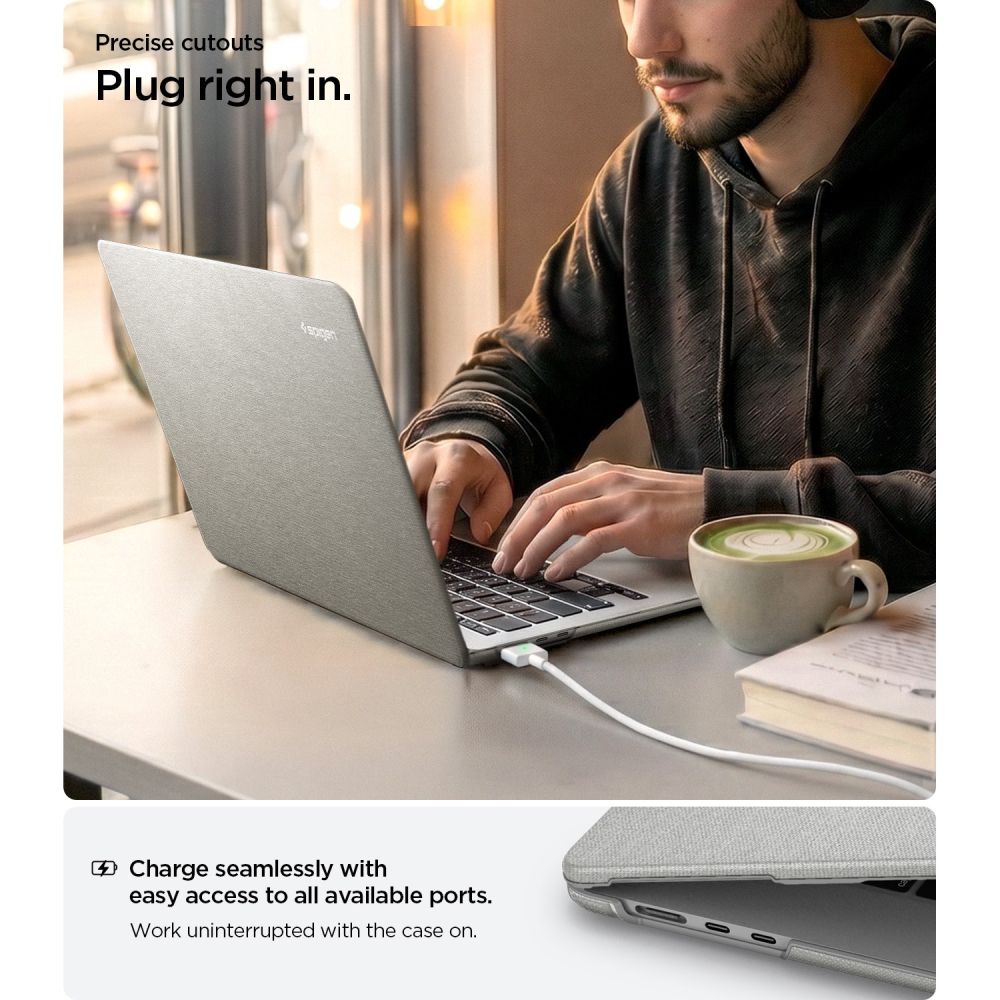 Spigen Urban Fit-etui til MacBook Air 13" 2023 / 2024 / 2025 2026 – Grå