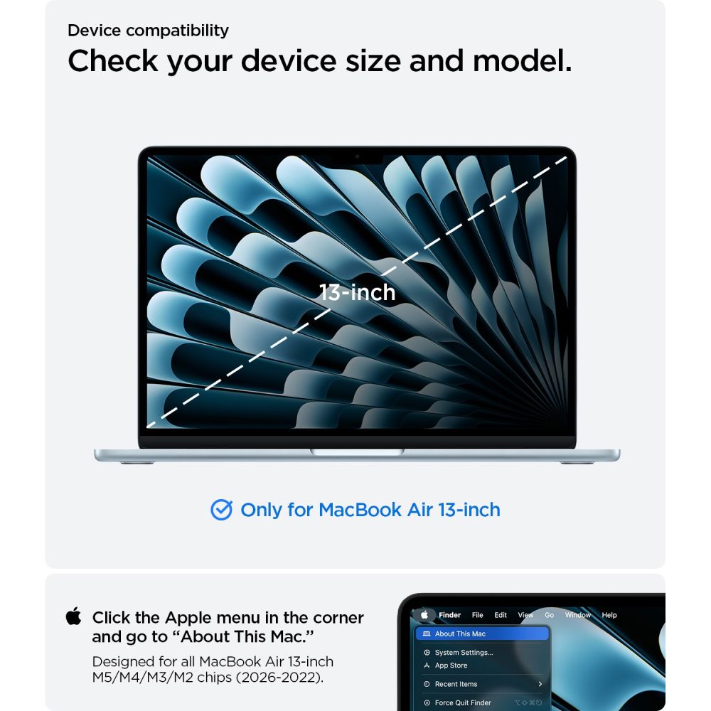 Spigen Urban Fit-etui til MacBook Air 13" 2023 / 2024 / 2025 2026 – Grå