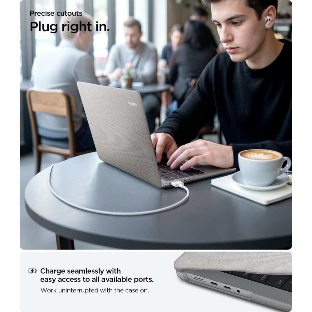 Spigen Urban Fit-etui til MacBook Pro 14" 2021 / 2023 / 2024 / 2025 / 2026 – Grå