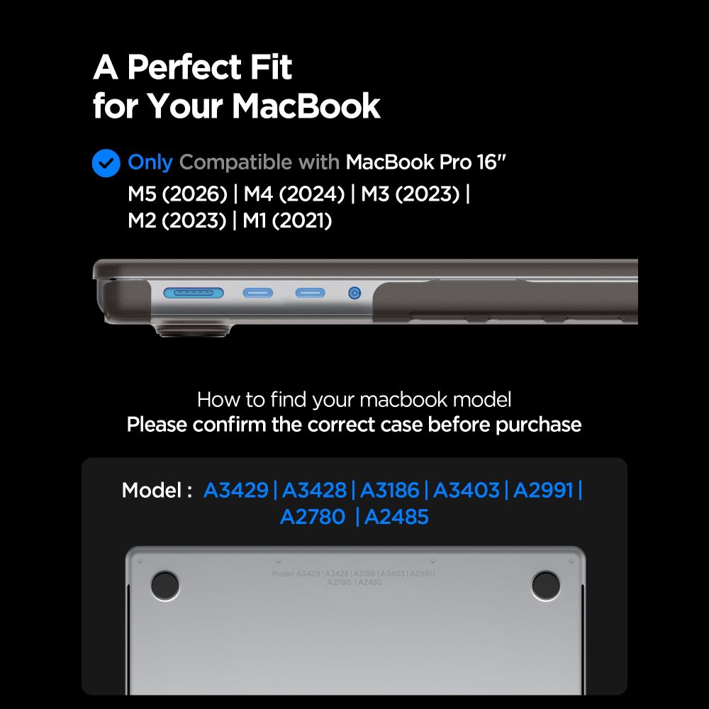 Spigen AirSkin-etui til MacBook Pro 16" 2021 / 2023 / 2024 / 2025 / 2026 – Halvgennemsigtigt