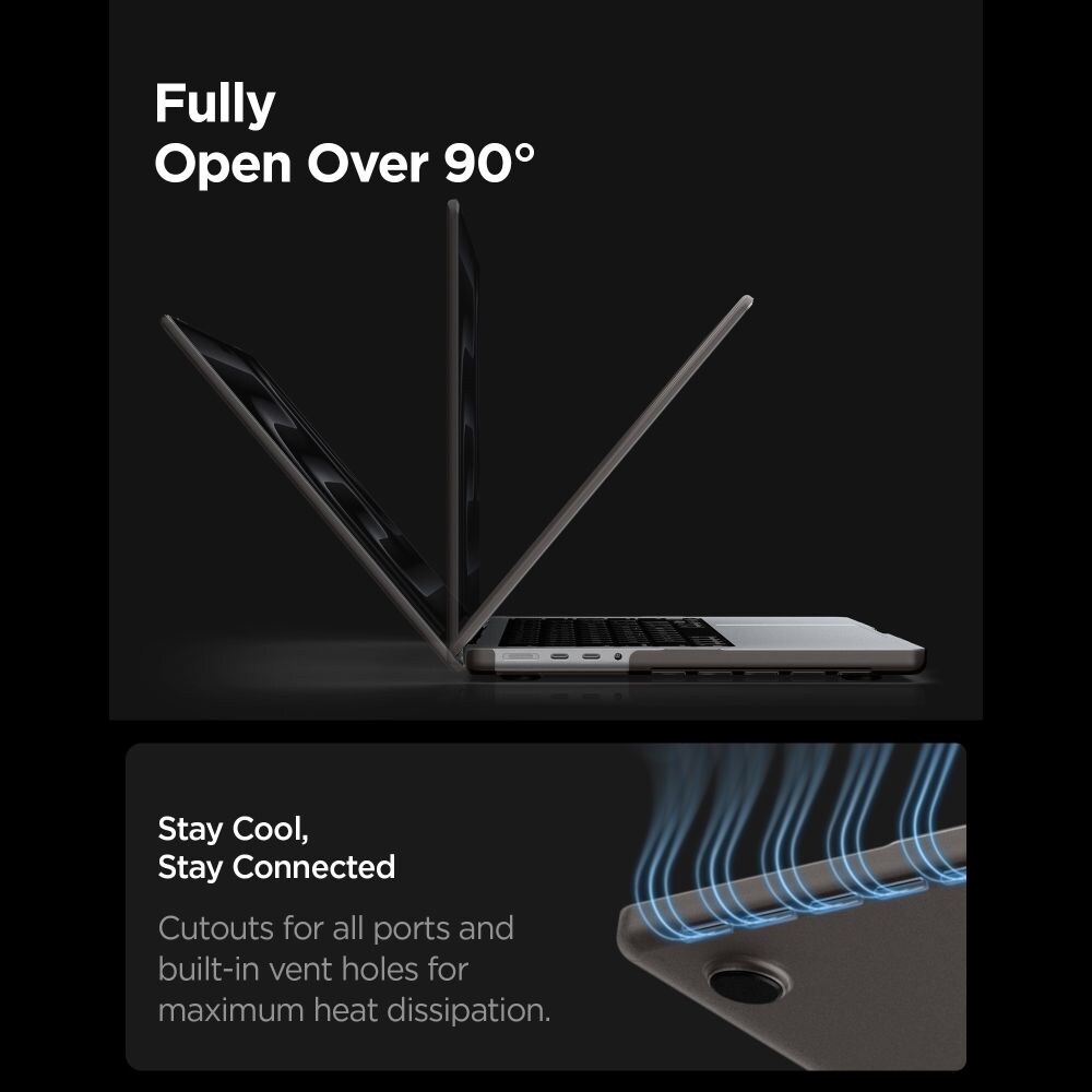Spigen AirSkin-etui til MacBook Pro 16" 2021 / 2023 / 2024 / 2025 / 2026 – Halvgennemsigtigt