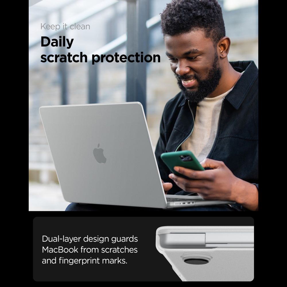 Spigen AirSkin-etui til MacBook Pro 14" 2021 / 2023 / 2024 / 2025 / 2026 – Gennemsigtig, mat