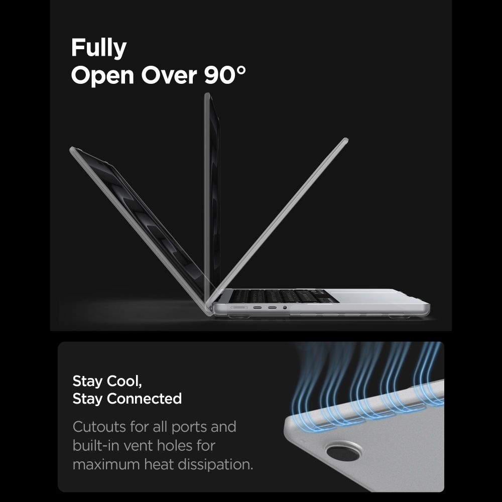 Spigen AirSkin-etui til MacBook Pro 14" 2021 / 2023 / 2024 / 2025 / 2026 – Gennemsigtig, mat
