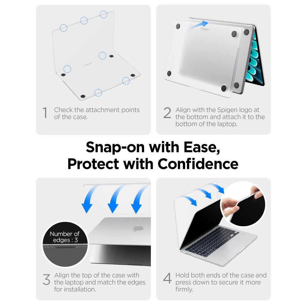 Spigen AirSkin-etui til MacBook Air 13" 2023–2024–2025–2026 – Halvgennemsigtigt
