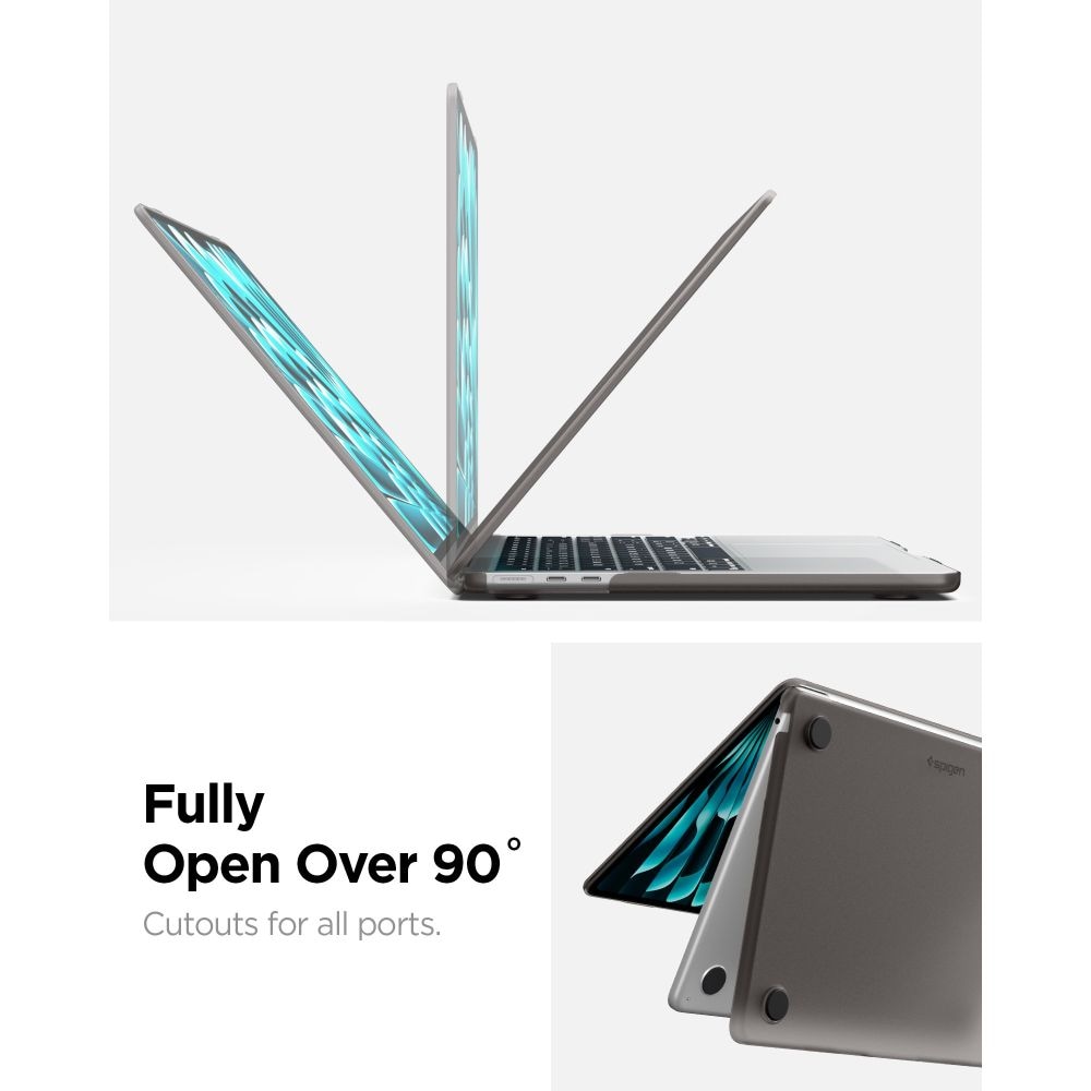 Spigen AirSkin-etui til MacBook Air 13" 2023–2024–2025–2026 – Halvgennemsigtigt