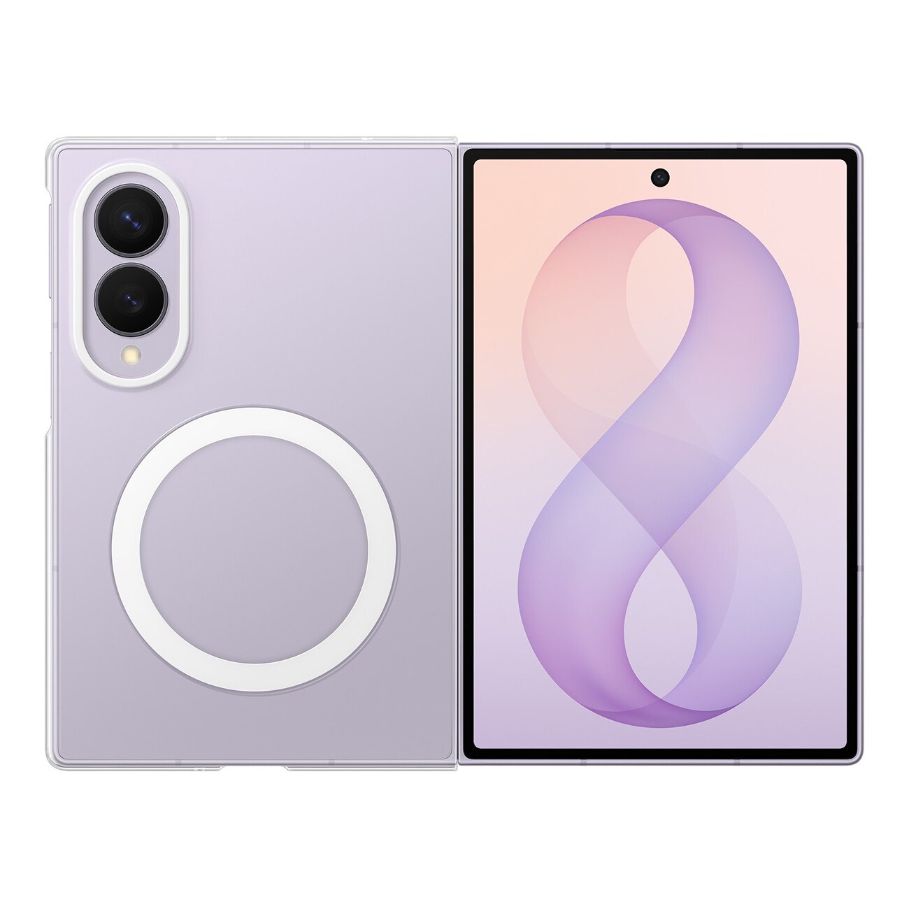 Samsung Clear Magnet-etui til Galaxy Z Fold 8, 0,8 mm, MagSafe + 2 antirefleksfilm – klar