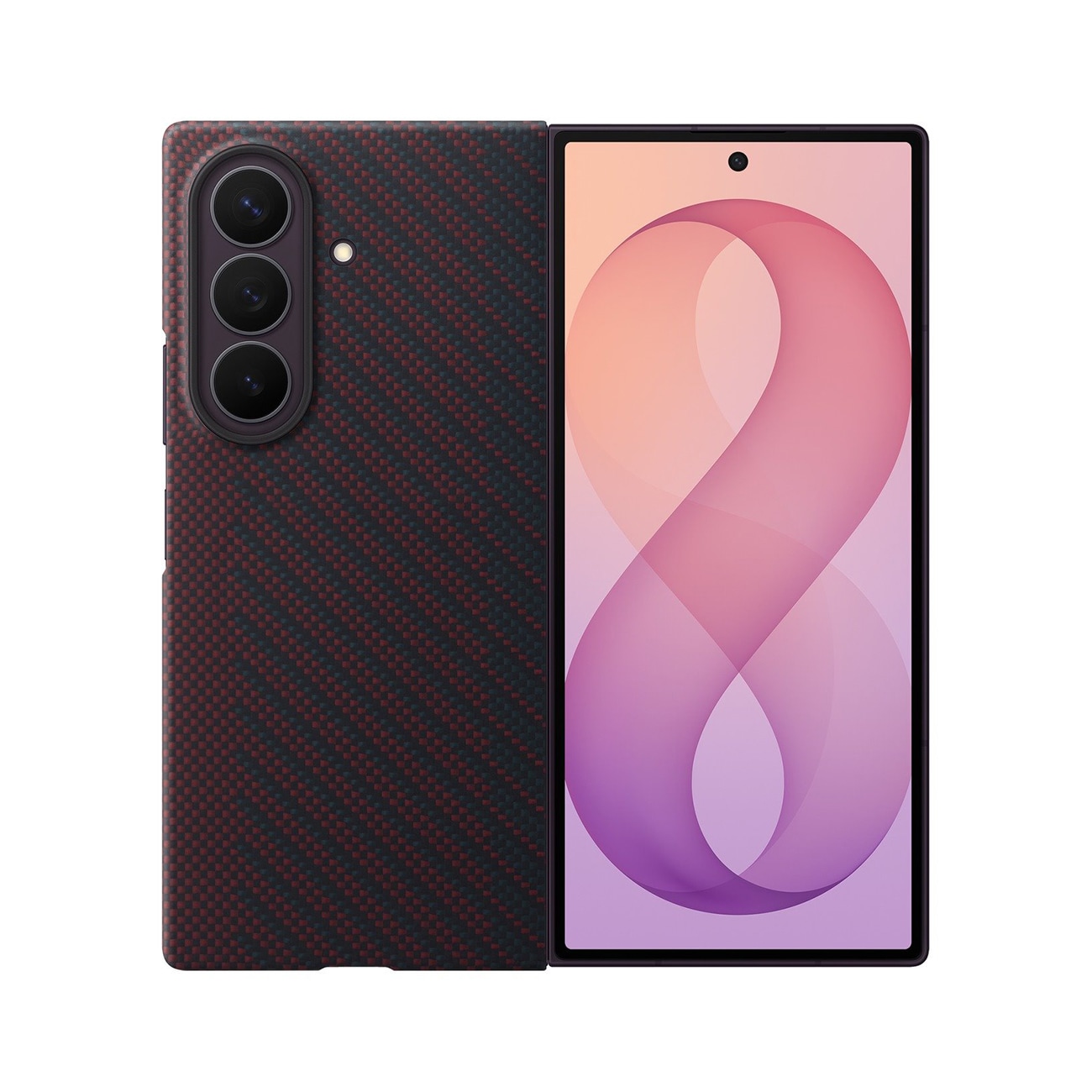 Samsung Carbon Magnet-etui til Galaxy Z Fold 8 Ultra, MagSafe + 2 antirefleksfolier – rødt