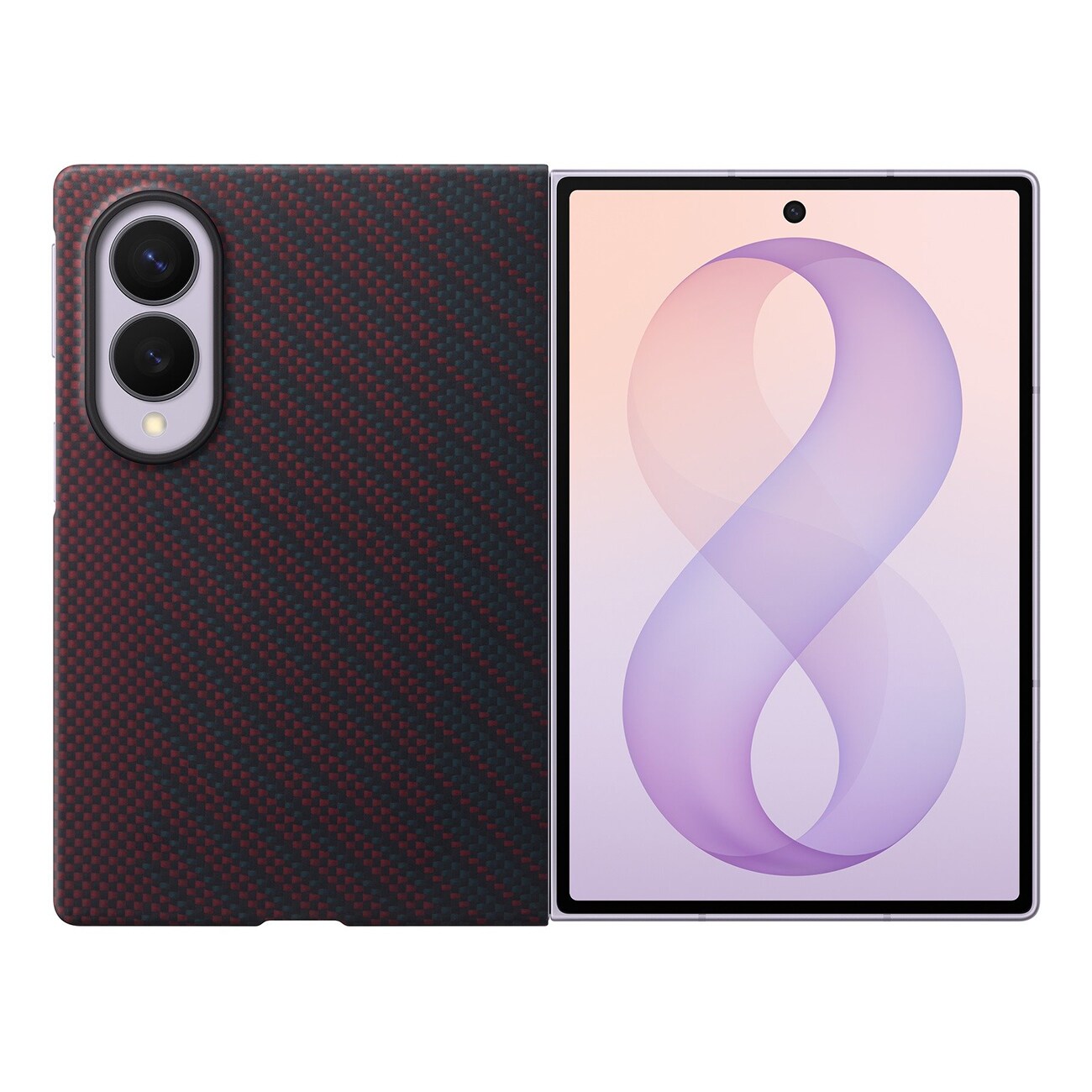 Samsung Carbon Magnet-etui til Galaxy Z Fold 8, MagSafe-kompatibelt + 2 antirefleksfolier – rød
