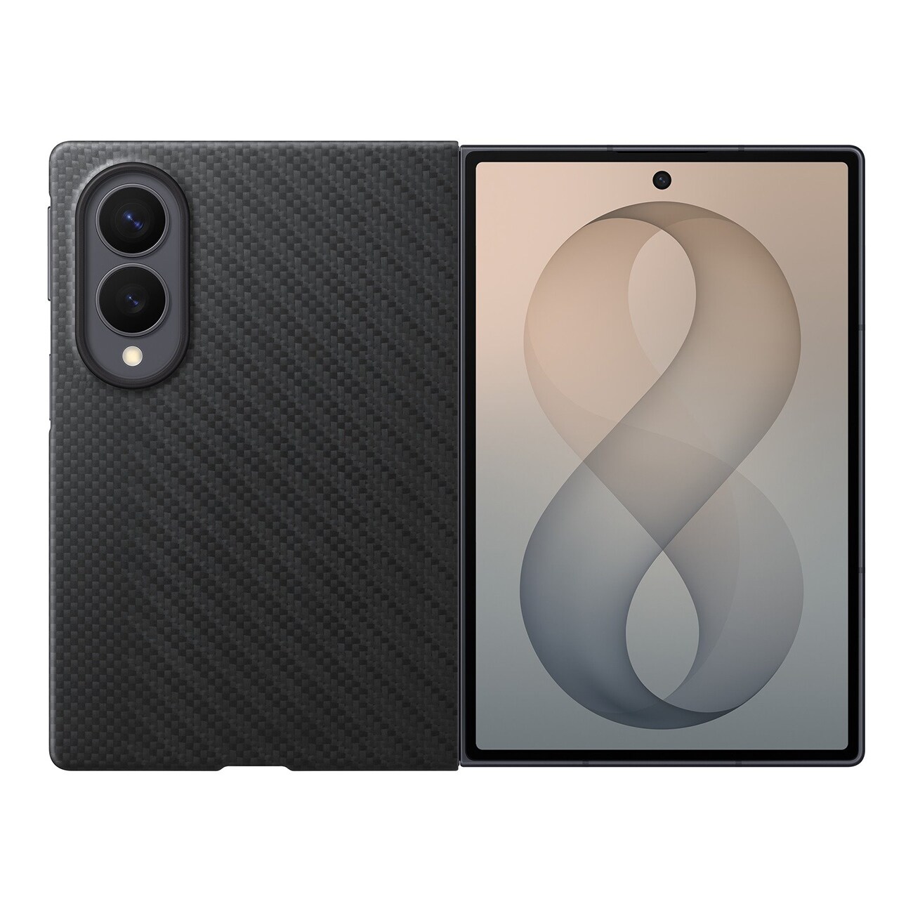 Samsung Carbon Magnet-etui til Galaxy Z Fold 8, MagSafe-kompatibelt + 2 antirefleksfolier – sort