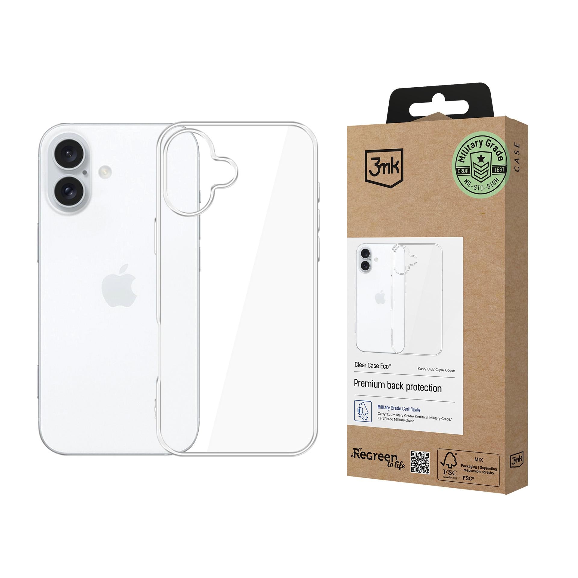 3mk Clear Case Eco til Apple iPhone 16 Plus – gennemsigtig