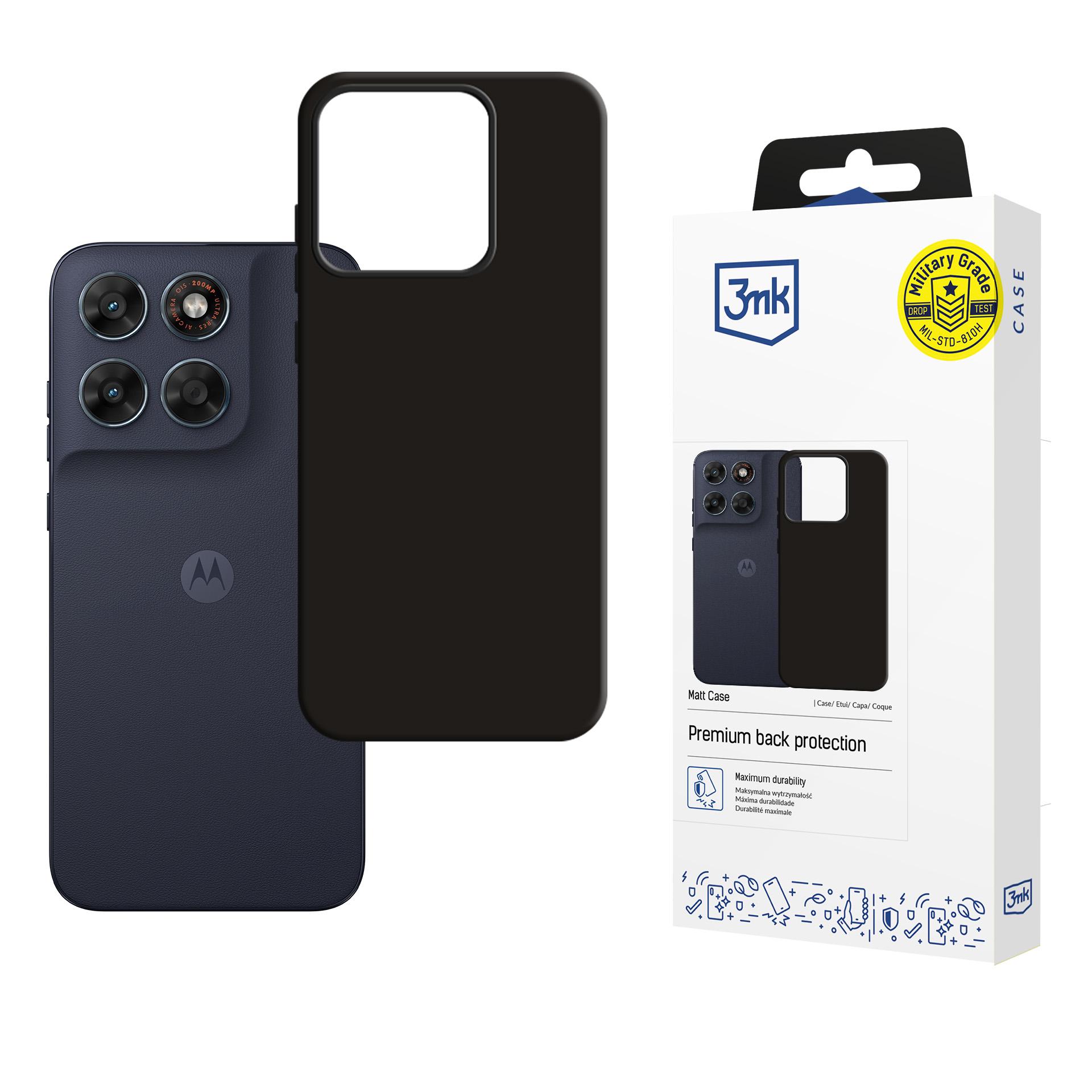 3mk Matt-etui til Motorola Moto G87 – Sort