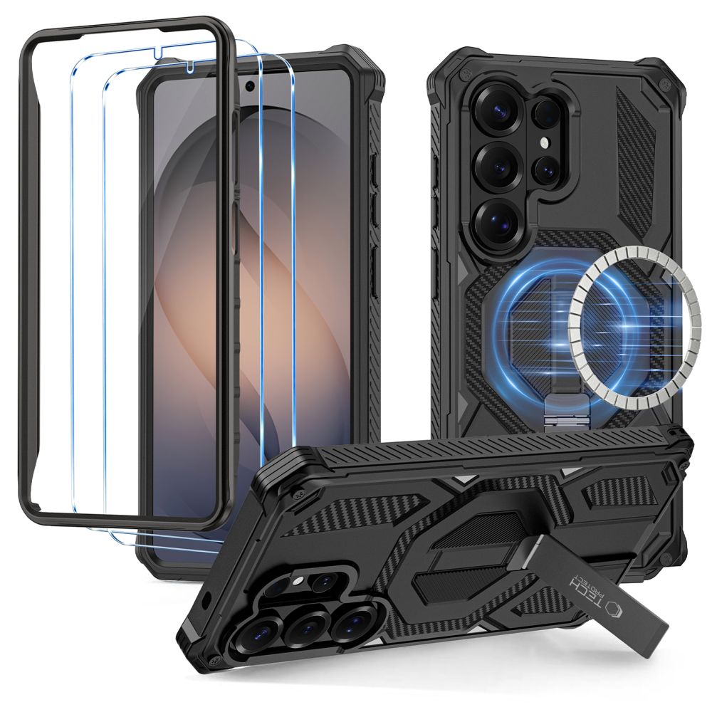 Tech-Protect MagBlast MagSafe-etui + hærdet glas (2-pak) til Samsung Galaxy S26 Ultra – Sort