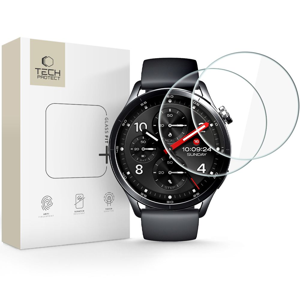 Tech-Protect Glass Fit+ 2-pak hærdet glas til Xiaomi Watch S5 46 mm