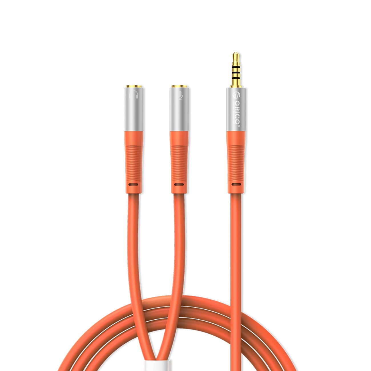 Orico AX2-10 lydkabel 3,5 mm minijack-splitter til hovedtelefoner/mikrofon, 1 m – orange