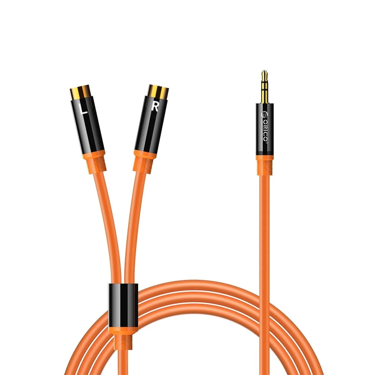 Orico AXRF lydkabel, 3,5 mm mini-jack til 2x RCA-hunstik, 3 m – orange
