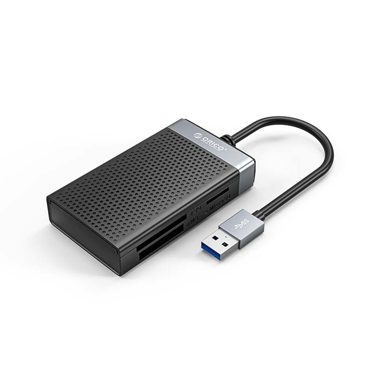 Orico CL4D-A3 USB-A 3.0 SD, microSD, CF, MS 5 Gb/s hukommelseskortlæser – sort og sølv