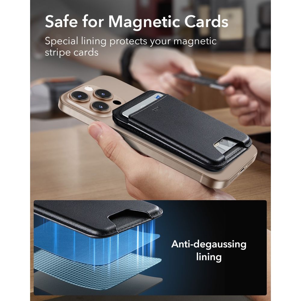 ESR Classic RFID-magnetisk tegnebogsstativ med MagSafe – sort