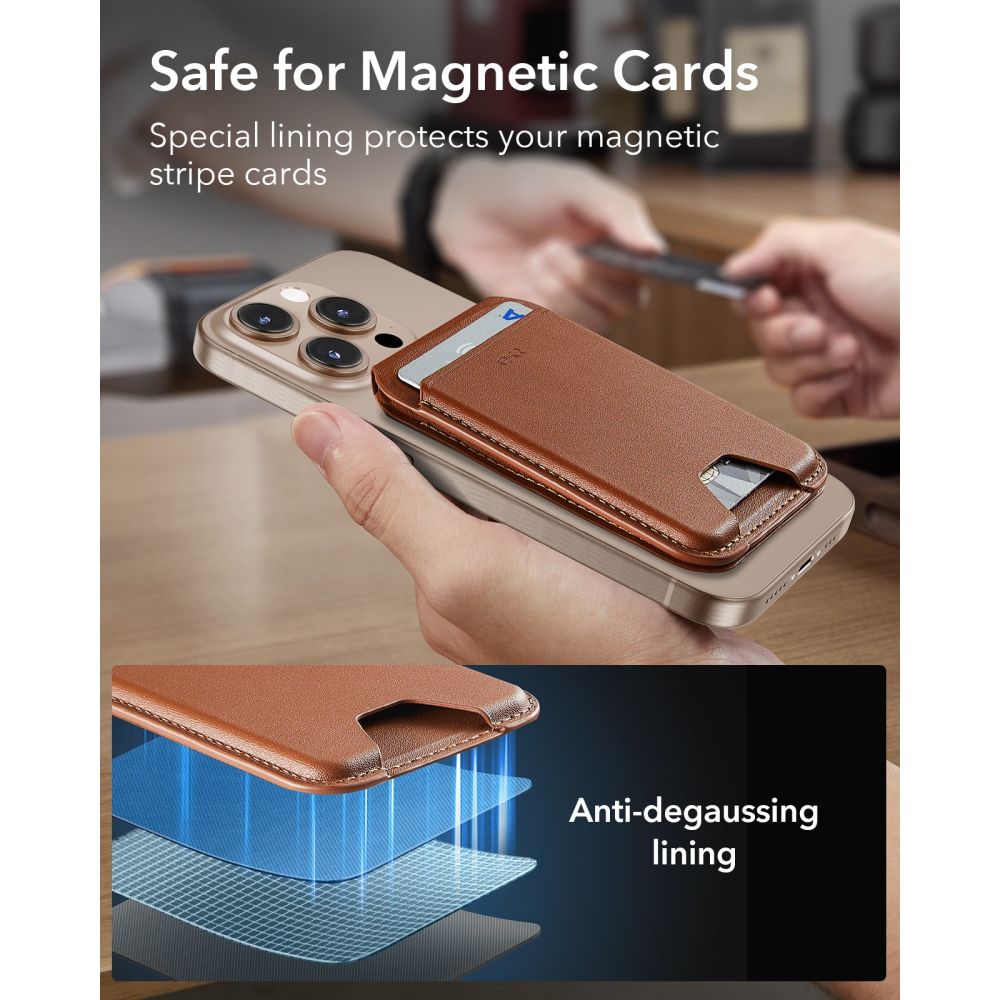 ESR Classic RFID-magnetisk tegnebogsstativ med MagSafe til telefon – brun