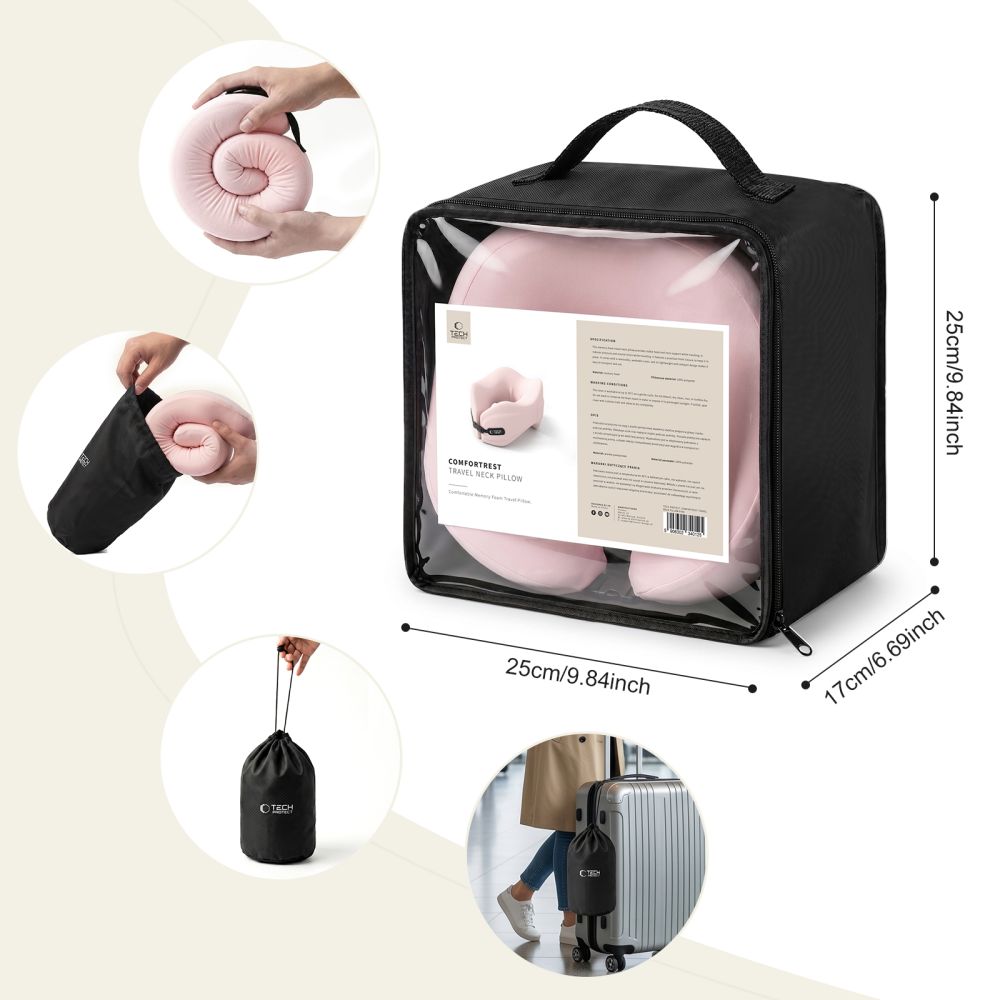 Tech-Protect ComfortRest rejsepude – lyserød