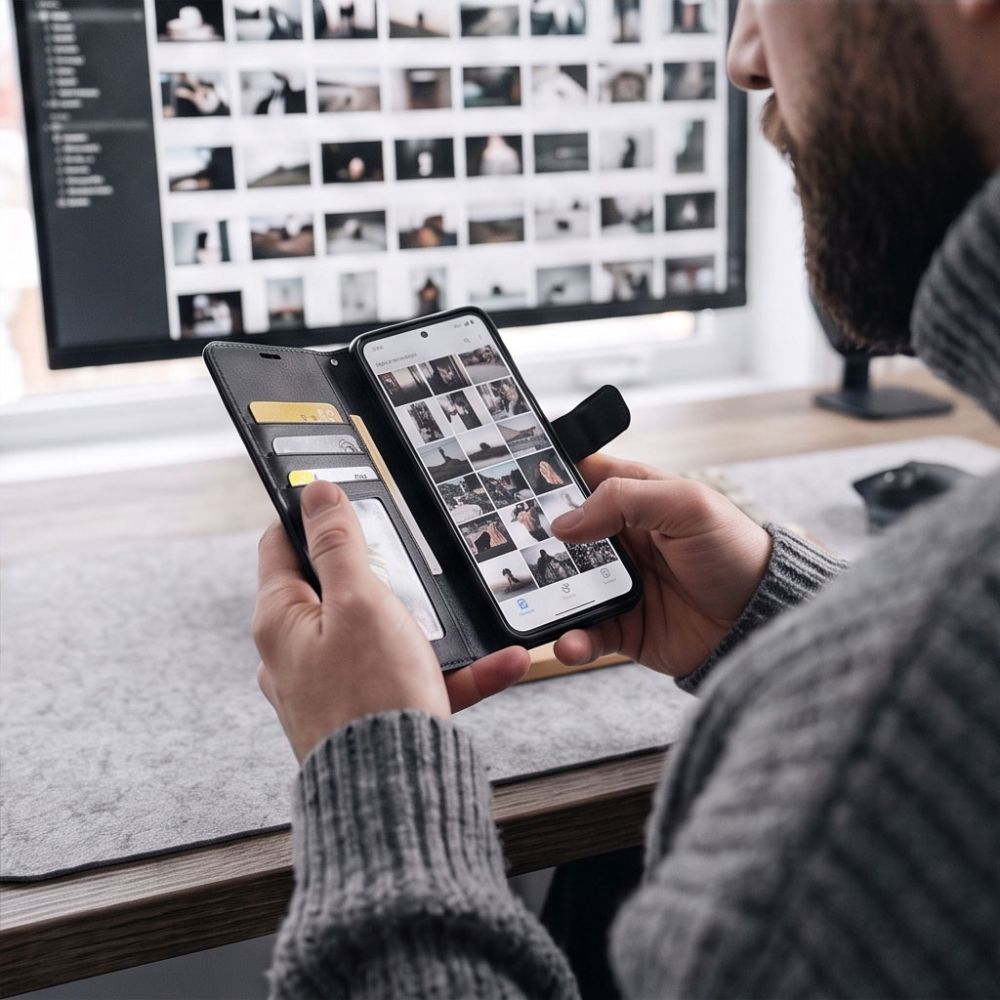 Tech-Protect-lommebogsetui til Google Pixel 11 / 11 Pro – mat sort