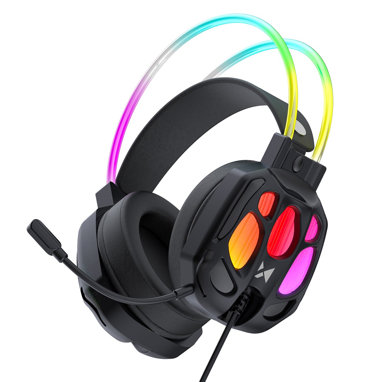 Wozinsky WSG-1118 kablet gaming-hovedtelefon med mikrofon og RGB-baggrundsbelysning – sort
