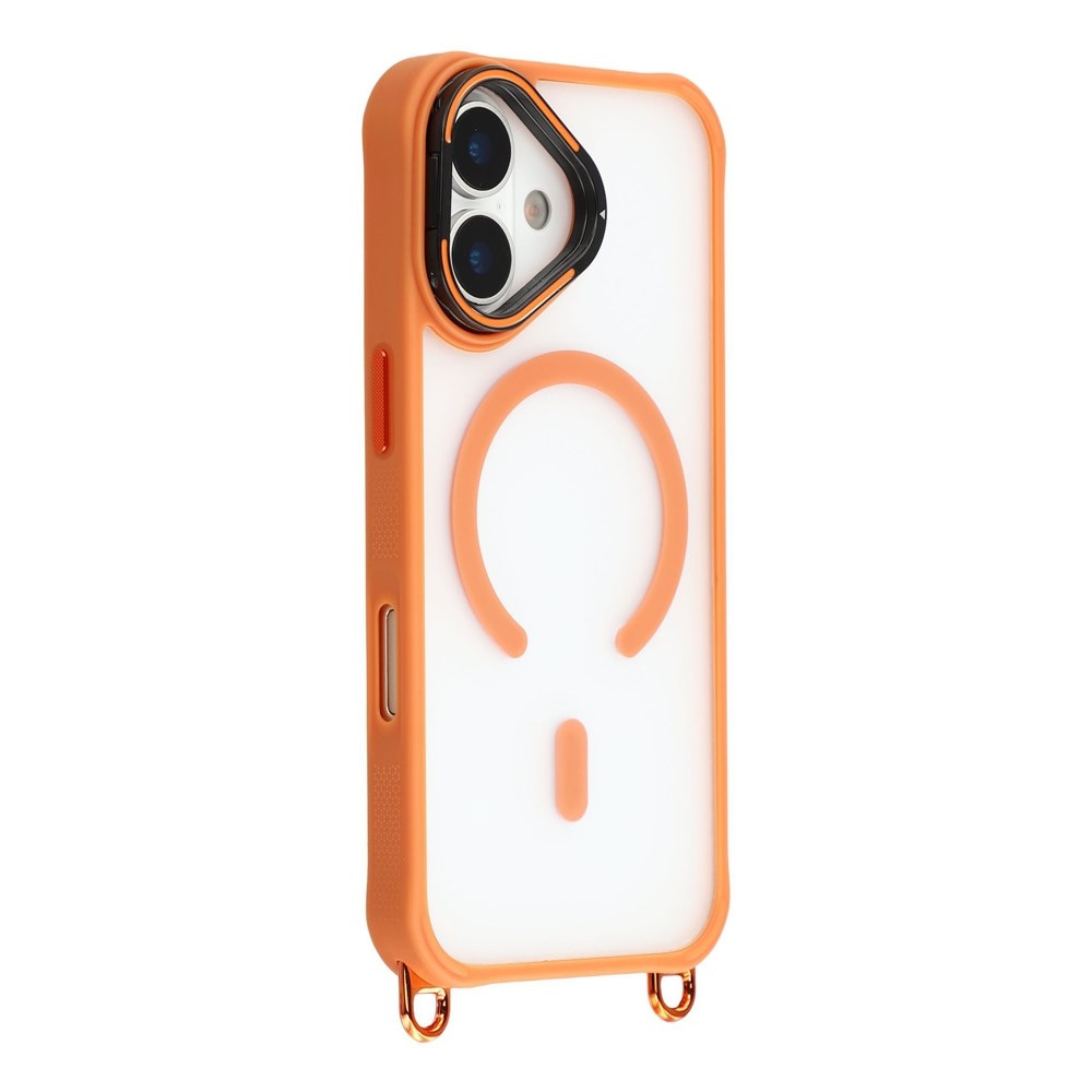 iPhone 17-etui m/ justerbar skulderrem og MagSafe-kameraramme (stativ) – orange